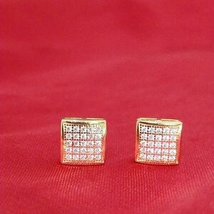 NWT Princess Cut Micro Pave Cz .925 Stud Earrings